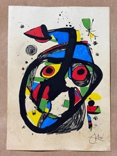 Joan Miro (Handmade) Drawing on antique paper Signed and Sealed size 21x29.5