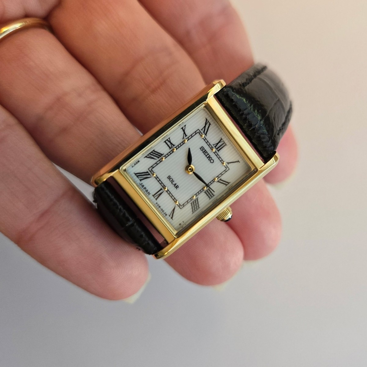 SEIKO V115-0BD0 Solar 18mm Tank Women's Watch | eBay