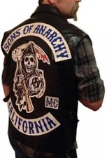 New Sons of Anarchy Biker Vest  SOA Motorcycle Highway Gangs Real Leather Vest