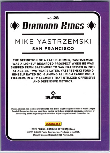 2021 Donruss #28 Mike Yastrzemski Holo Purple - Picture 2 of 2