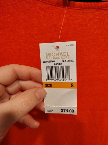 Camicia Michael Michael Kors nuova con etichetta cravatta laterale corallo misto lino taglia S spiaggia estate - Foto 3 di 7