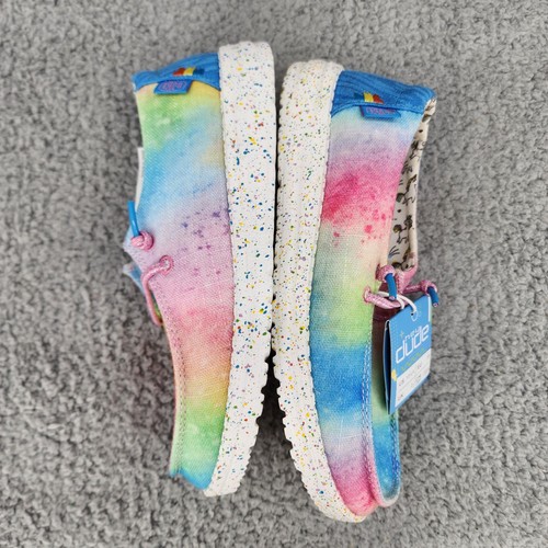 Hey Dude Girls Shoes Sz 3 Wendy Youth Dreamer Magic Rainbow Pink Blue Kids - Picture 6 of 12