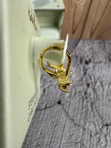 Neu im Karton Isabella M Sterlingsilber Vermeil Zirkonia Ohrhänger Leverback - Bild 7 von 7