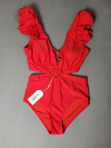 Idopip Womens Deep V Neck One Piece Swimsuit O-Ring Cut Out Medium - Picture 1 of 8
