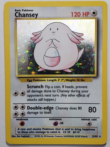 HOLO Chansey 3/102 NM - 1999 Base Set Pokemon Card $2 Combined Shipping - Picture 2 of 10