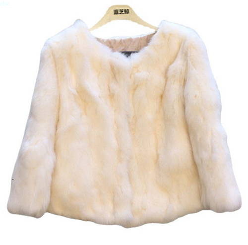 Echt Kaninchenfell Mantel Winter Oberbekleidung warme Jacken Damen dick RUNDHALSAUSSCHNITT Mode - Bild 2 von 32