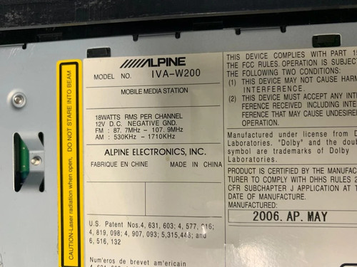 Alpine Mobile Multimedia Station Radio IVA-W200 With sirius connect SIR-ALP - Picture 12 of 12