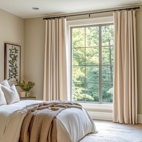 Velvet Curtain Panels Beige Thermal Insulated Rod Pocket Super Soft Luxury Dr... - Picture 5 of 8