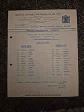 BRISTOL ROVERS RESERVES V BIRMINGHAM CITY RESERVES 1972-73 COMBINATION