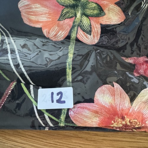 Warehouse Silk Dress 14 Womens Black Floral V-Neck Shirred Waist Short Sleeves - 第 12/12 張圖片
