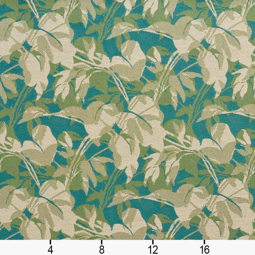 Aqua Green Performance Botanical Woven Pattern Upholstery Fabric by the Yard - Picture 2 of 2