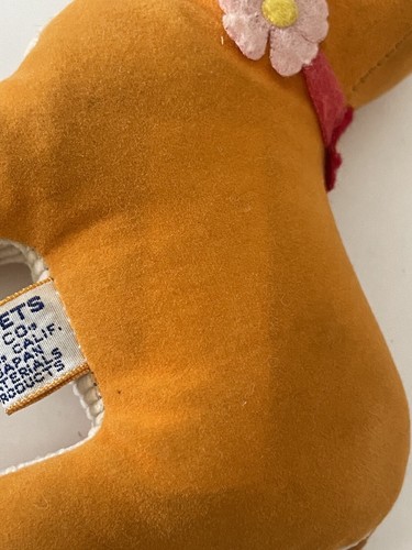 Vintage R Dakin Dream Pets Orange Cow Lazy Daisy Flower Collar Velvet Japan 60s - Bild 10 von 10