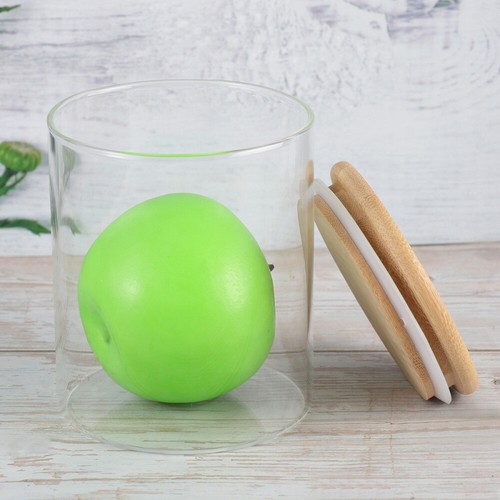 2pcs Sealed Glass Jar with Bamboo Wooden Lid Grain Canister Food Storage - Picture 9 of 12