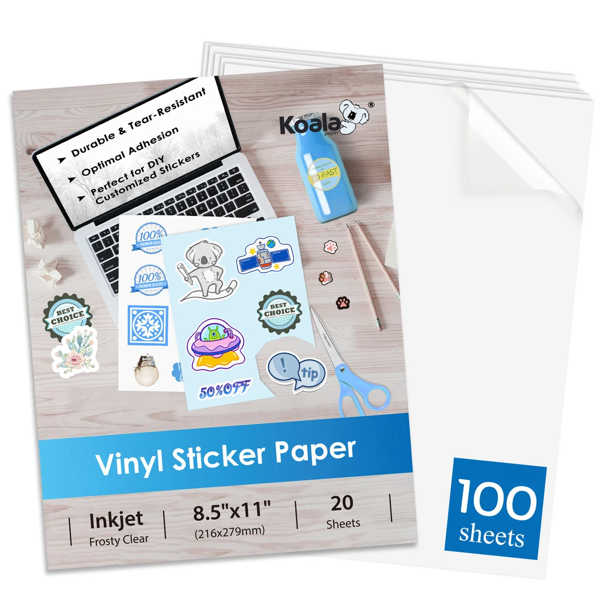 100 Sheets Inkjet Printable Vinyl Sticker Paper Waterproof Glossy Label  Clear | eBay