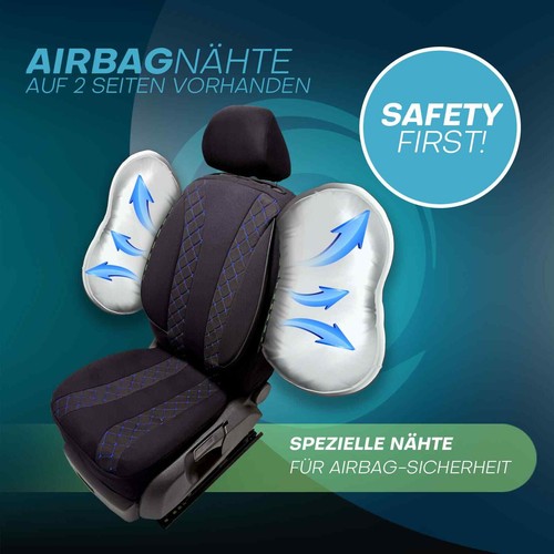 2x Fundas de asiento adecuadas para Polestar Polestar 2 a partir de 2020 (negro-azul) - Imagen 9 de 10