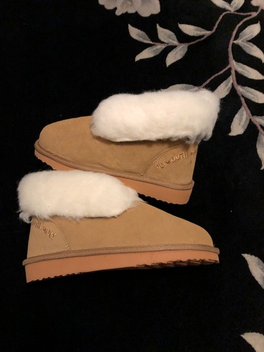 Plymouth Mokassins Damen Kurzstiefel Lammfell Größe 6 Hellbraun - Bild 2 von 7