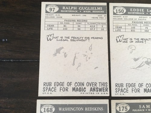 🏈1959 Topps Washington Redskin Lot Of 4 High Grades Sharp Corners Amazing🏈 - Picture 7 of 10