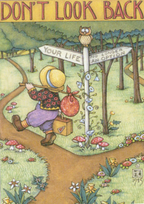 DON’T LOOK BACK-Handcrafted Crossroads Fridge Magnet-w/Mary 