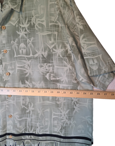 Extreme Gear Hawaiian Shirt Mens SIZE XL Green Gray Black Palm Trees Shadow - Picture 4 of 6