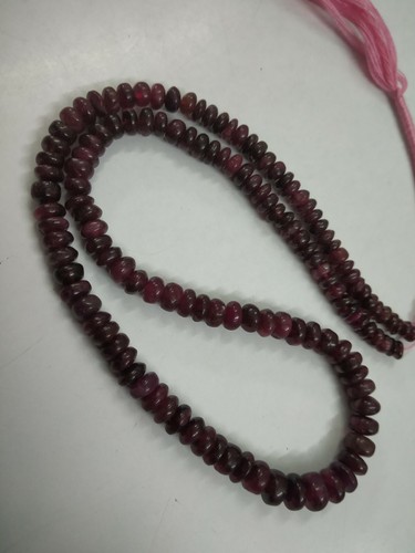 Rubellite Tourmaline Smooth Rondelle Bead 1 Strand 74 Cts Appr Natural Gemstone - Picture 5 of 6