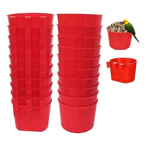 20pcs With Hook Poultry Coop Feeder Water Drinker Feeder Cage Cups Poultry