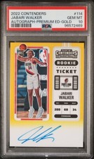 2022 Jabari Walker Contenders Gold Auto /10 #114 Rookie RC PSA 10 POP 2
