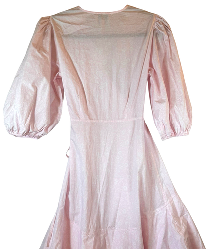 GANNI Dress 36 Small Pink White Floral Wrap Maxi NWT NEW Cottagecore Romantic - Picture 9 of 21