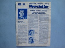 1971/72 VANCOUVER CANUCKS NHL FALL EDITION NEWSLETTER DAVE BALON PAT QUINN