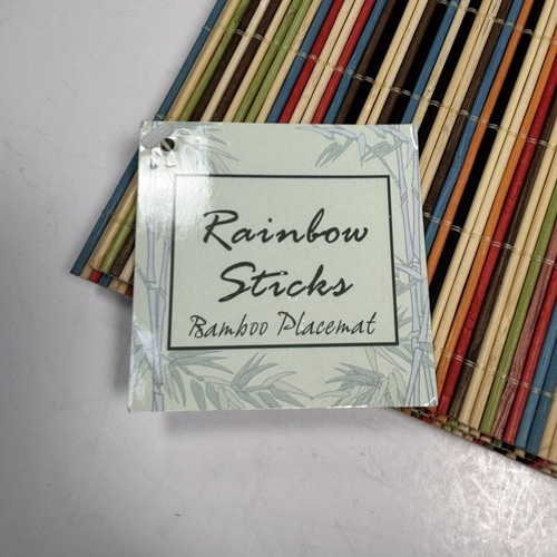 Bamboo Grass Placemats Rainbow Sticks 12 x 18 Multicolor Set 8 NWT - Picture 3 of 4