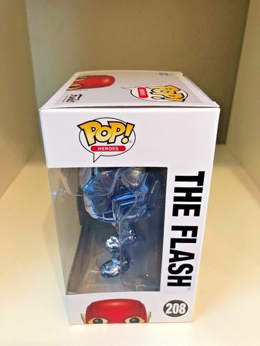 THE FLASH BLUE CHROME METALLIC EXCLUSIVE FUNKO POP DC JUSTICE LEAGUE #208 - Picture 2 of 5