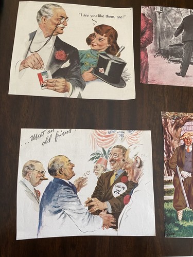 Lote de 9 recortes de arte americano Floyd Davis Wealthy Gentlemen - Imagen 3 de 5