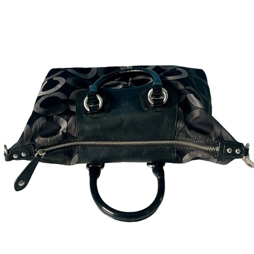 Coach Madison Sabrina Op Art Black Satchel Bag Purse 13861 Sateen Shoulder Bag - Picture 10 of 13