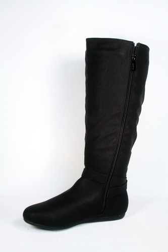 Botas hasta la rodilla con cremallera de tacón plano punta redonda media pantorrilla zapatos talla 6-10 NUEVAS - Imagen 12 de 19