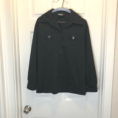 Vintage Jack Winter Shirt Jacket Black M Button Up Double Knit 