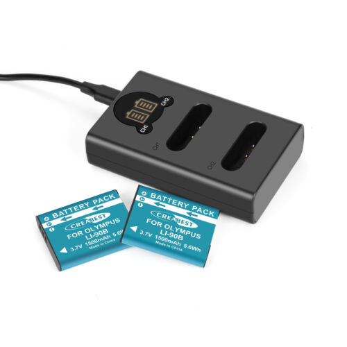 2x Battery LI-90B LI-92B For Olympus Tough UC-90 TG-1 TG-2 TG-3 SP-100 & Charger - Picture 11 of 20