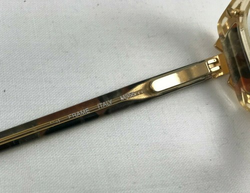 Vtg 1970s Chunky Eyeglasses Clear Frames w Gold Trim Glasses 130 Luxottica Italy - Picture 10 of 11