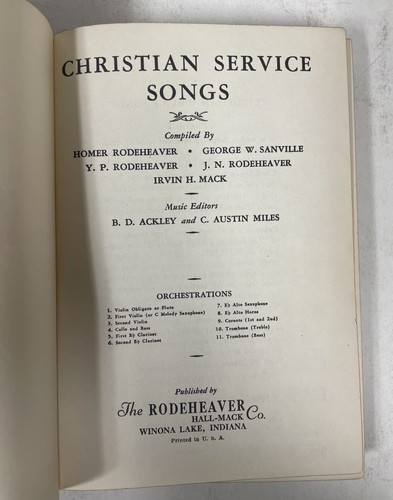 Christian Service Songs By Rodeheaver, Sanville, Mack - Picture 2 of 3