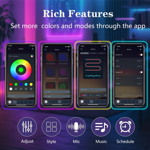 3m Neon Rope Lights Control with App/Remote,Multiple Modes,IP65 Outdoor Music Sy - Picture 5 of 6