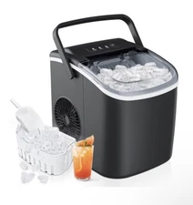 Fast Ice Maker, 26 lbs/Day, 9 Bullet Cubes in 6 Min, Self-Cleaning Countertop
