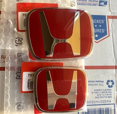 2PCS Front Rear Red H Emblem Fit for HONDA CIVIC SEDAN SI COUPE 4DOOR 2006-2015 - Picture 3 of 7