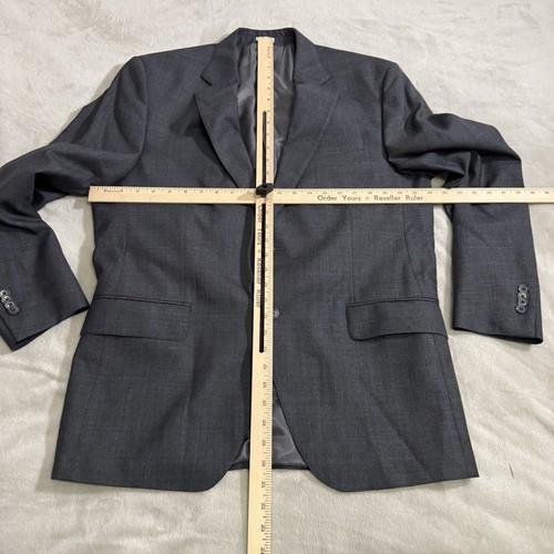 Peter Millar Blazer Jacket Mens 42R Gray Plaid Checked Wool Sport Coat Clean - Picture 6 of 9