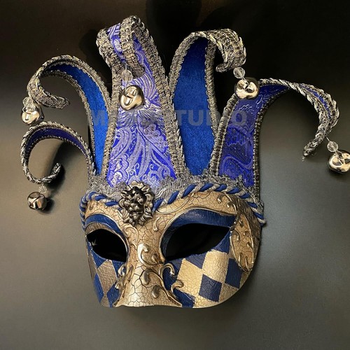 Mardi Gras Vintage Harlequin Masquerade Jolly Jester Mask Cosplay Carnival Party - Picture 47 of 63