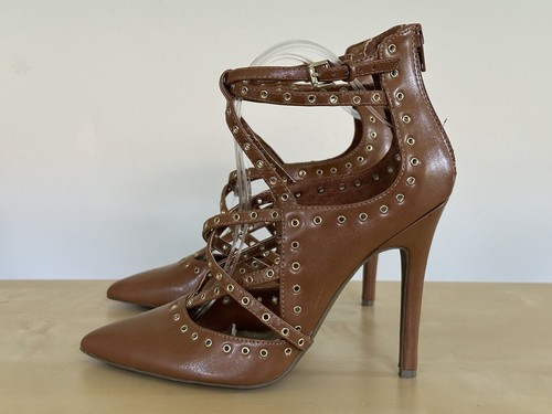 Zapatos de salón G BY ADIVINAR Farrell marrón con tiras para mujer talla 10 M - Imagen 2 de 9