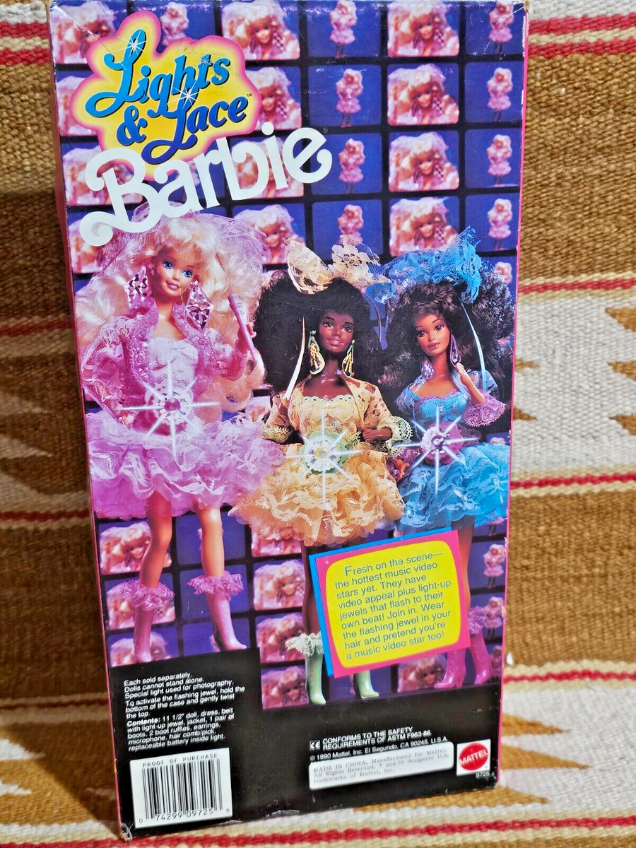 1990 Lights and Lace Barbie Light Up Jewel Mattel NRFB #9725