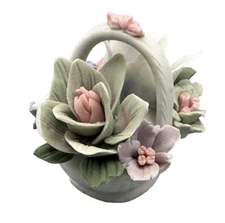 Vintage Miniature Capodimonte Flower Basket Not Marked Some Chips See Photos