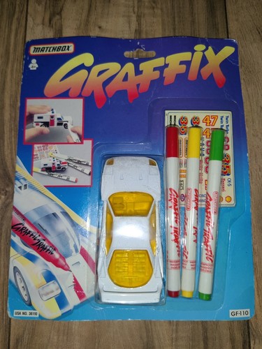Matchbox 1991 GRAFFIX GF-110 White 1/43 FERRARI 512BB+Pens+Decals NEW In Package - Picture 2 of 4