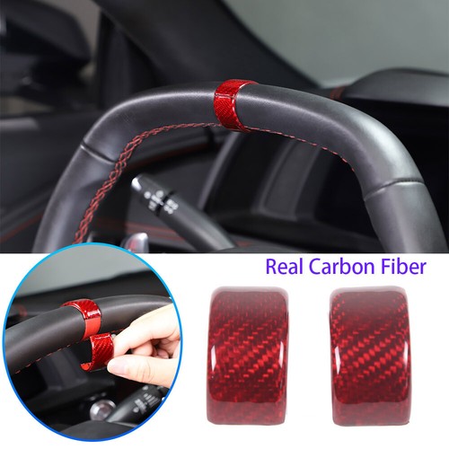 Red Real Carbon Fiber Steering Wheel Trim Ring Cover For Corvette C8 20-23 - Afbeelding 1 van 14