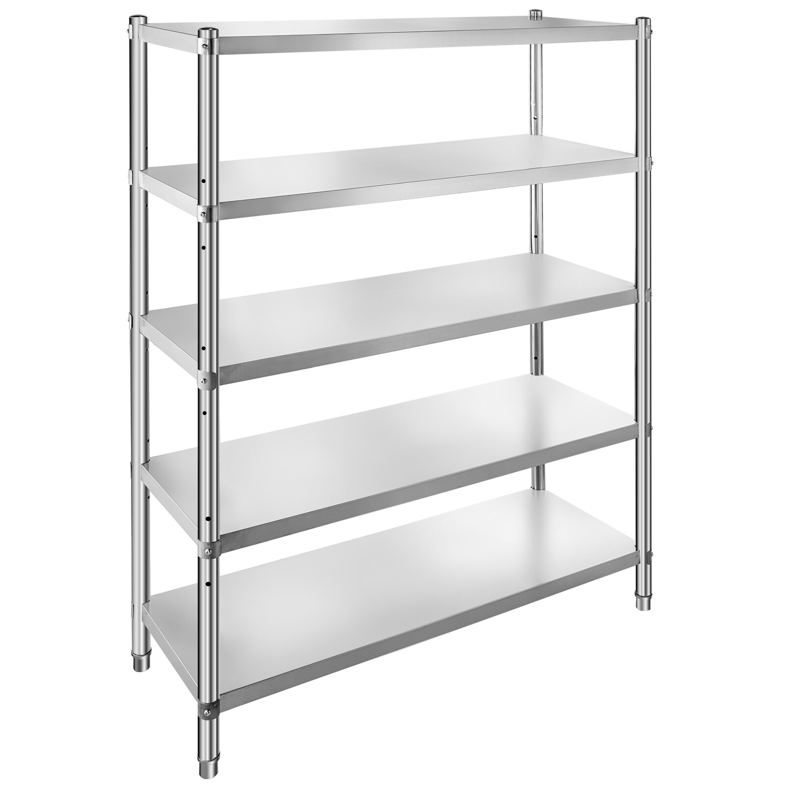 VEVOR Stainless Steel Kitchen Shelving Adjustable Shelf Storage Heavy Duty Shelving for Kitchen Commercial Office - 5-Tier(48in)