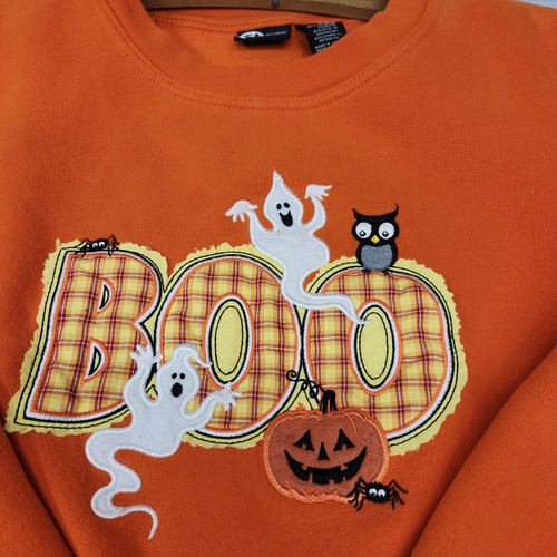 Holiday Editions Halloween Orange Sweatshirt Womens Size Large Distressed - Picture 4 of 8