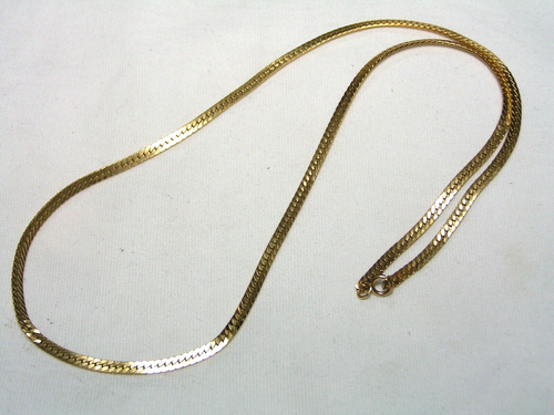 ...Vintage 14K Gold Filled Flat Chain Necklace...20" Long...8 Grams... - Picture 2 of 6